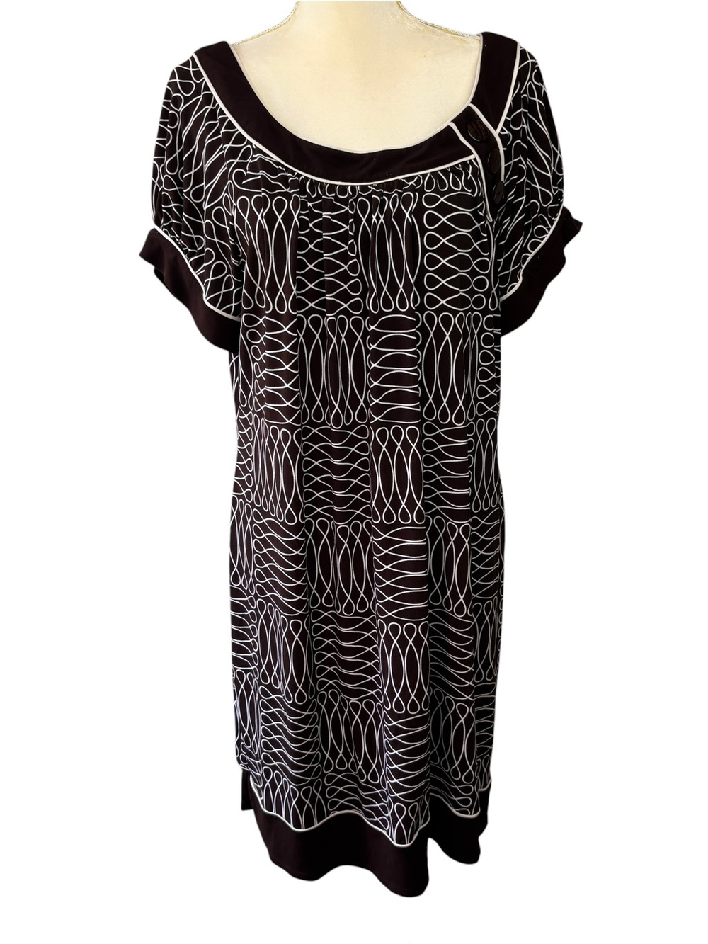 Intermission Woman midi dress, size 14W, geometric, buttons, office, party, fall